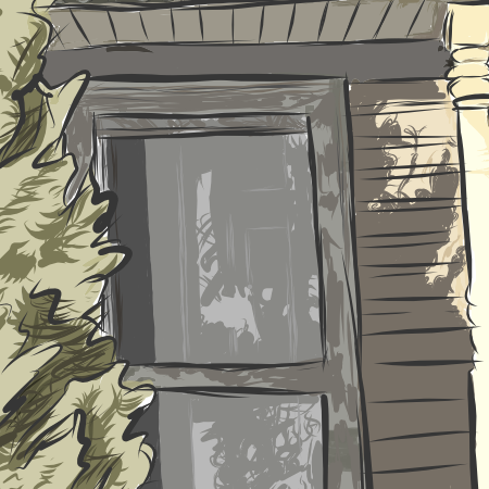 Close up of shadows on house door