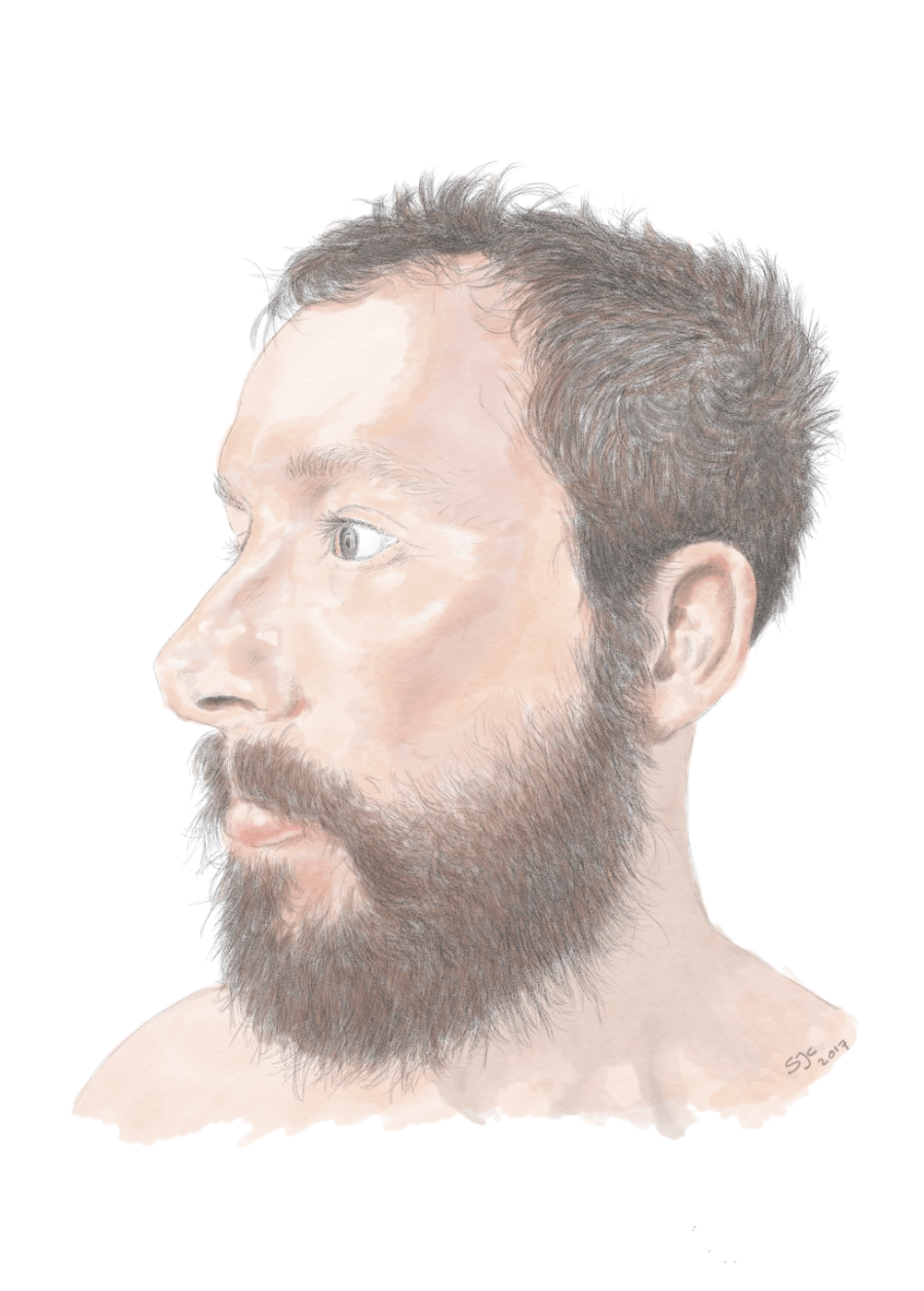 Self Portrait of Stephen J Cater in watercolour Nov 2017